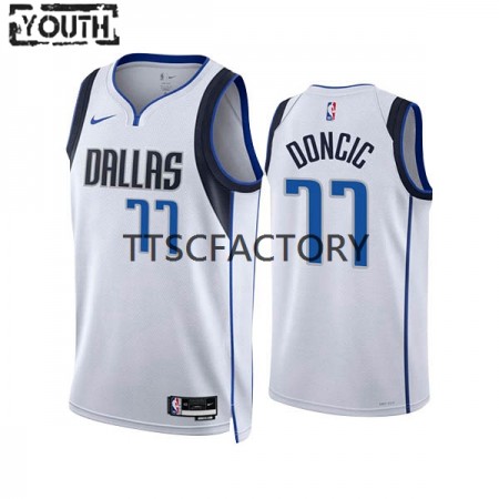 Dres Dallas Mavericks Luka Doncic 77 Nike 2022-23 Association Edition Bijela Swingman - Dječji